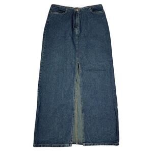 Vintage QPD Junior Womens Size 3 Long Split Denim Skirt 90s